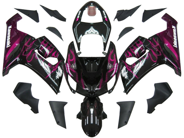 Carenagens 2005-2006 Kawasaki ZX6R 636 Preto e Roxo Flame Ninja Racing Generic