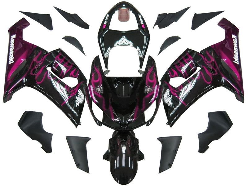 Verkleidungen 2005-2006 Kawasaki ZX6R 636 Black &amp; Purple Flame Ninja Racing Generic