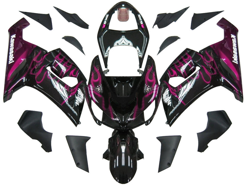 Fairings 2005-2006 Kawasaki ZX6R 636 Black & Purple Flame Ninja Generic