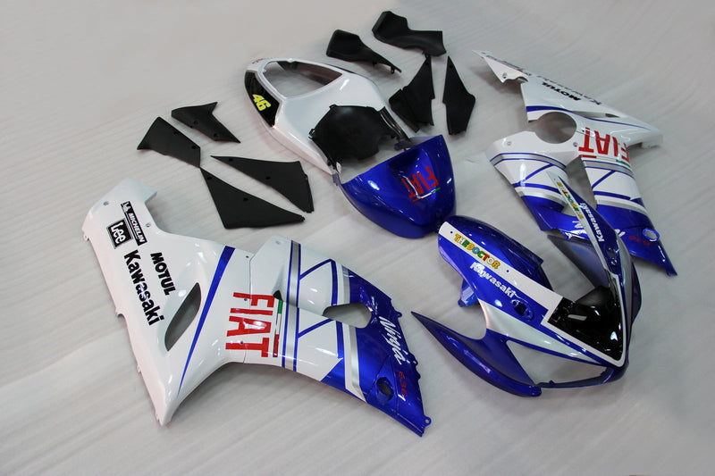 Carenados 2005-2006 Kawasaki ZX6R ZX636 Azul Blanco FIAT Racing Genérico