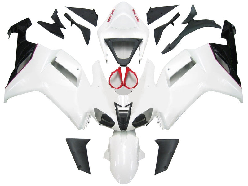 Fairings 2007-2008 Kawasaki ZX6R ZX636 Vit Röd Svart ZX6R Generic