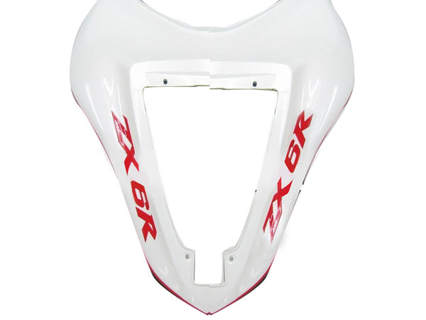 Carenagens 2007-2008 Kawasaki ZX6R ZX636 Branco Vermelho Preto ZX6R Racing Genérico