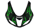 Fairings 2007-2008 Kawasaki ZX6R ZX636 Black & Green Flame Ninja Racing Generic