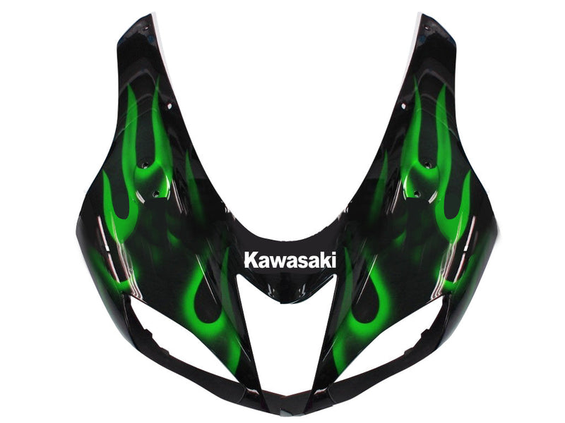 Owiewki 2007-2008 Kawasaki ZX6R ZX636 Czarno-zielony płomień Ninja Racing Generic