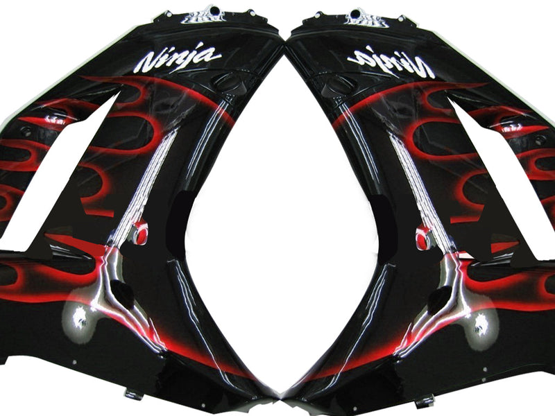 Fairings 2007-2008 Kawasaki ZX6R ZX636 Black & Red Flame Ninja ZX6R Generic