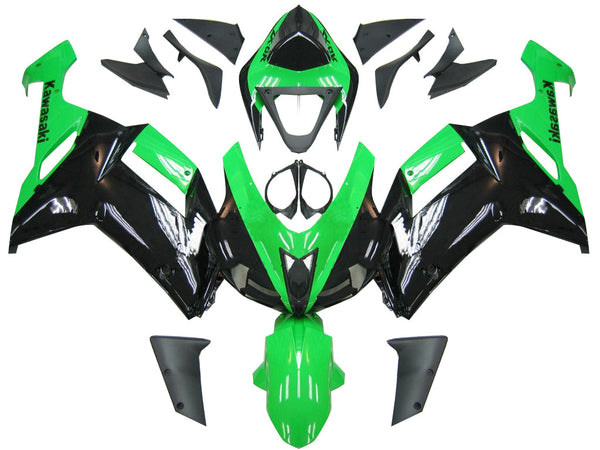 Fairings 2007-2008 Kawasaki ZX6R ZX636 Grön Svart Ninja ZX6R Racing Generic