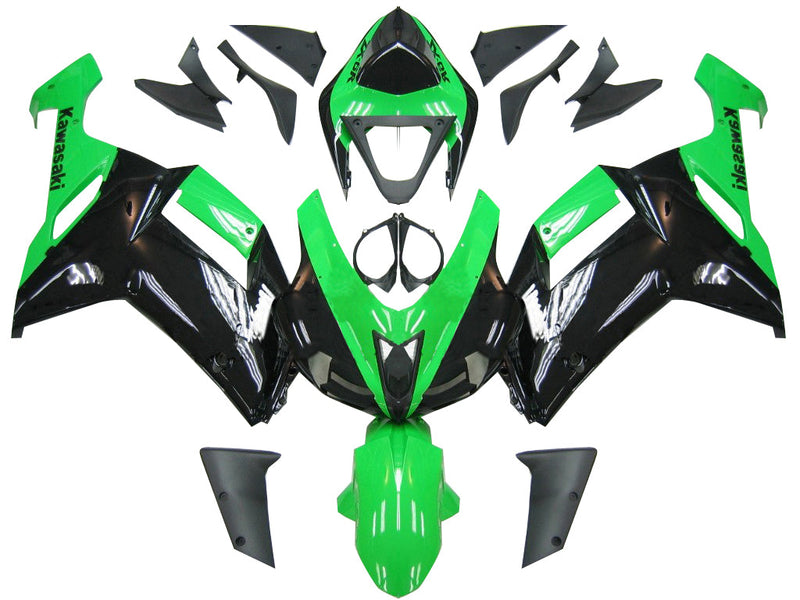 Fairings 2007-2008 Kawasaki ZX6R ZX636 Grønn Svart Ninja ZX6R Racing Generisk