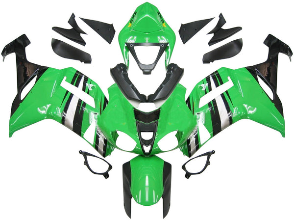 Owiewki 2007-2008 Kawasaki ZX6R ZX636 Zielony Czarny Srebrny Ninja ZX6R Racing Generic