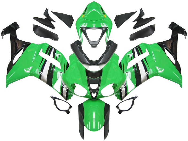 Carenagens 2007-2008 Kawasaki ZX6R ZX636 Verde Preto Prata Ninja ZX6R Racing Generic