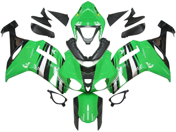 Owiewki 2007-2008 Kawasaki ZX6R ZX636 Zielony Czarny Srebrny Ninja ZX6R Generic