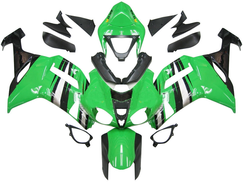 Owiewki 2007-2008 Kawasaki ZX6R ZX636 Zielony Czarny Srebrny Ninja ZX6R Generic