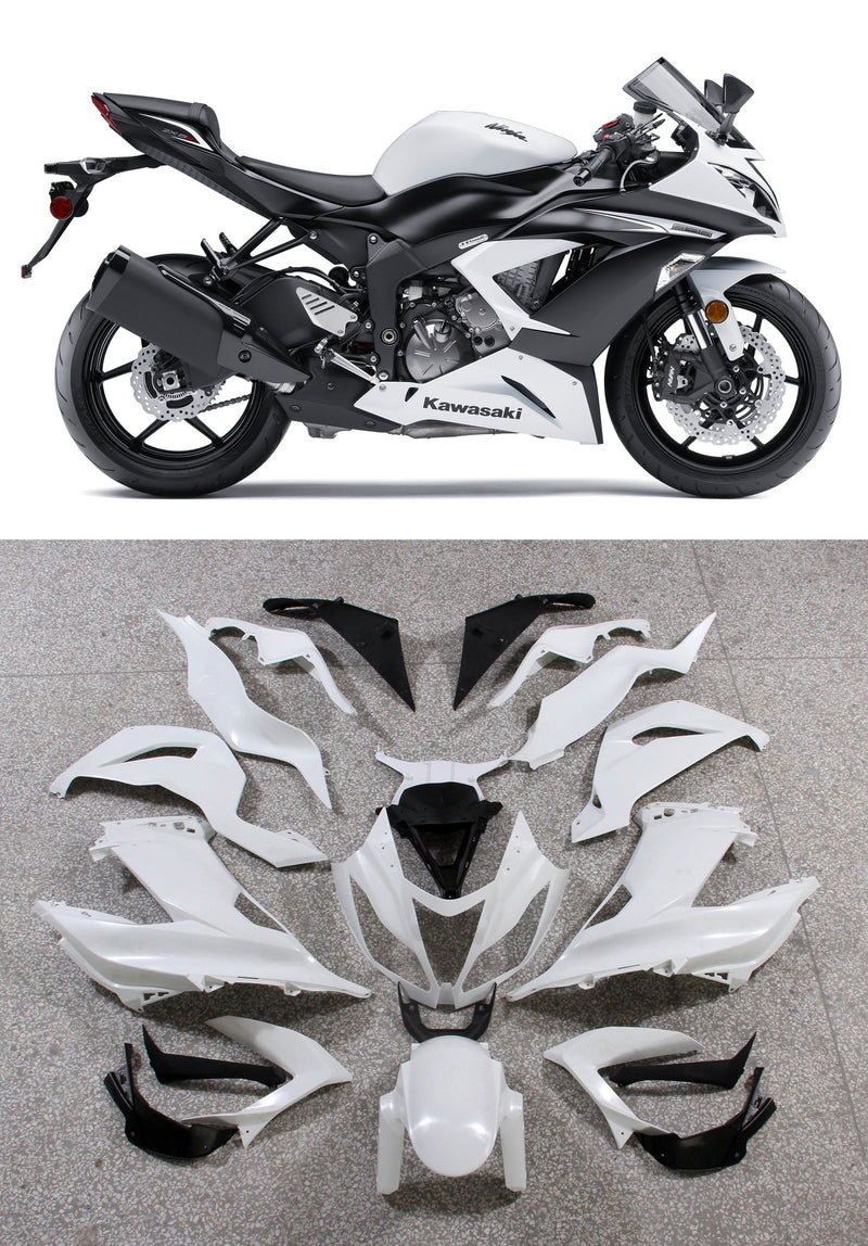 Carenagens 2013-2018 Plásticos Kawasaki ZX6R 636 Branco Ninja Genérico