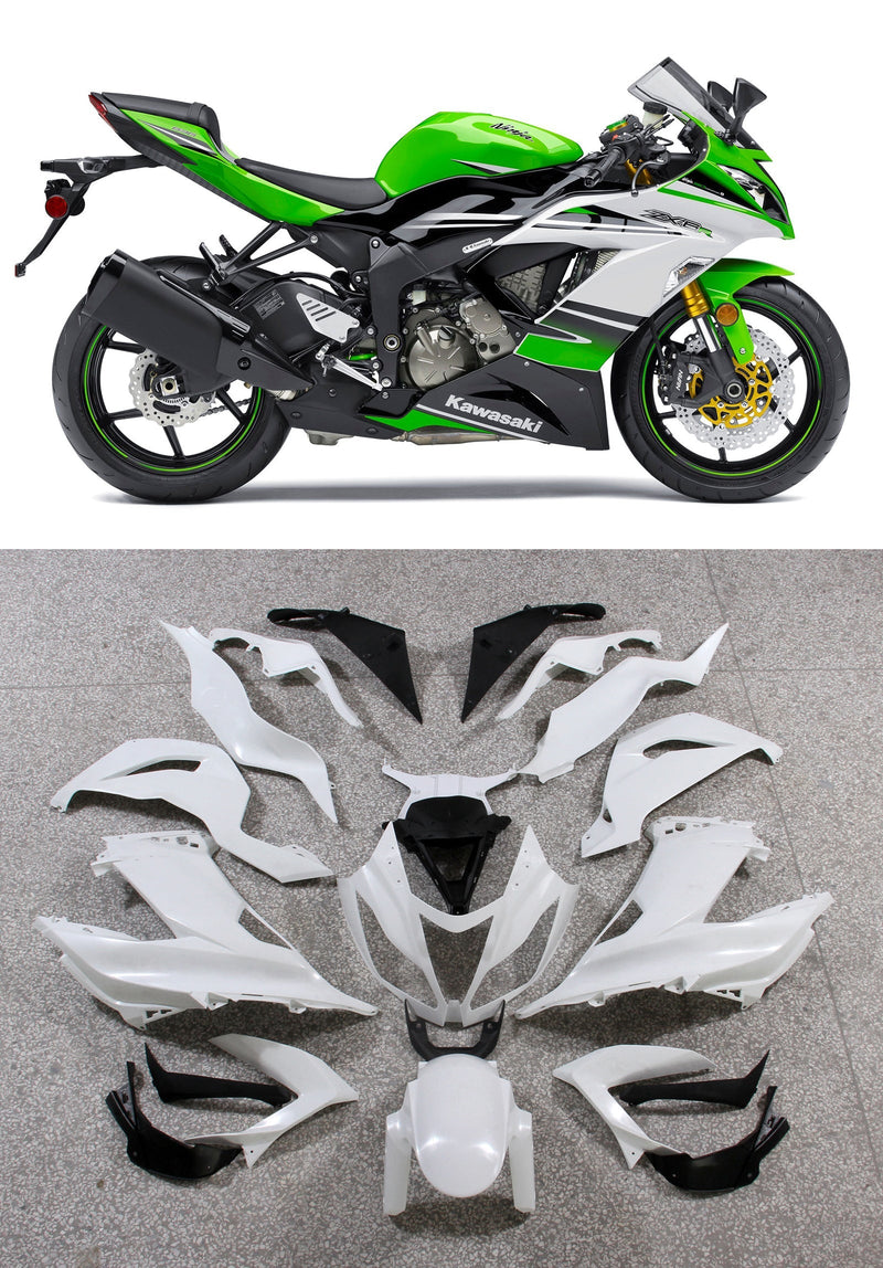 Owiewki 2013-2018 Tworzywa Kawasaki ZX6R 636 Zielony Biały Ninja Generic