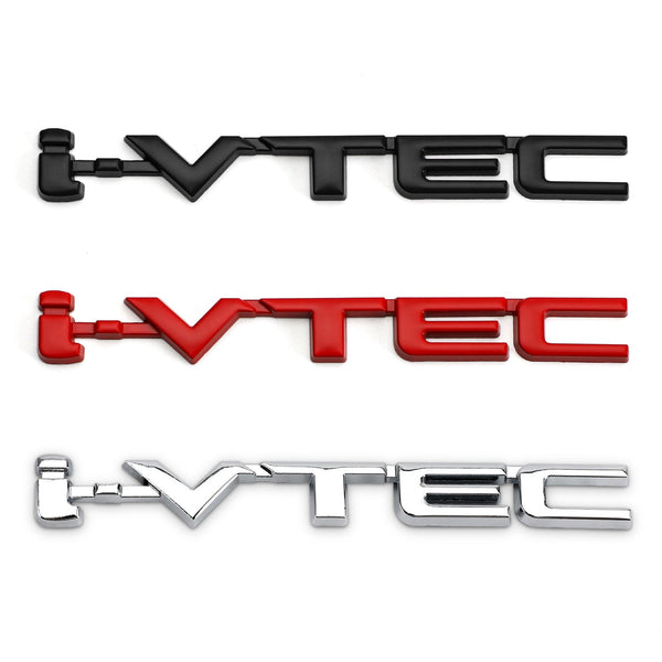 3D metall I-Vtec Car Trunk Bakre Turbo Fender Emblem Badge Sticker Silver