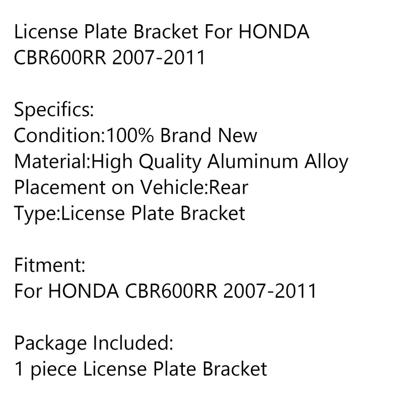 Soporte portamatrícula trasero para Honda CBR600RR 2007-2011