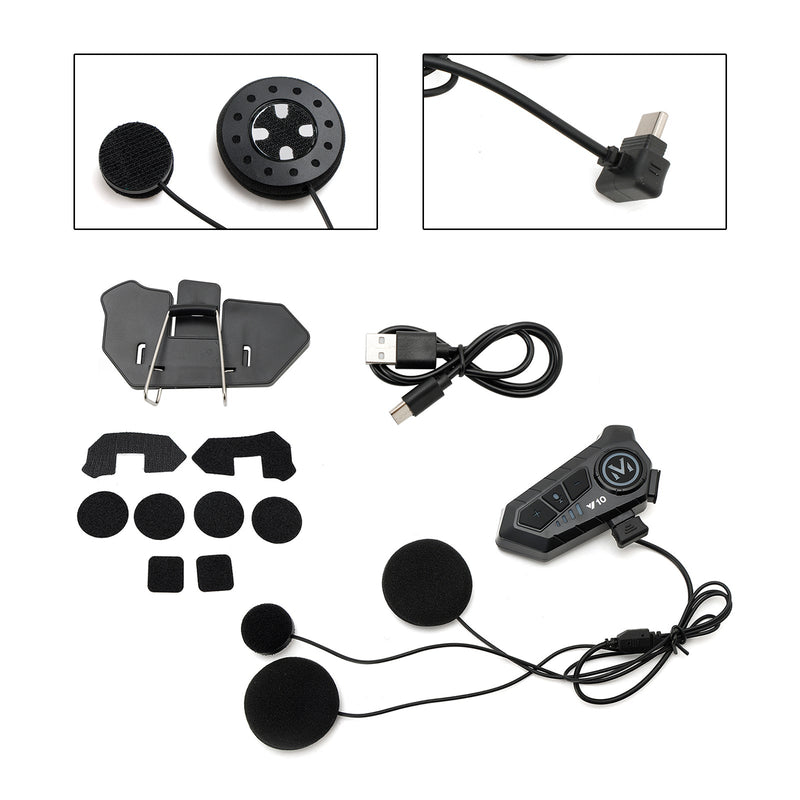 Universal Speaker Player Hjelm Bluetooth Hodetelefon Headset Svart For Motorsykkel