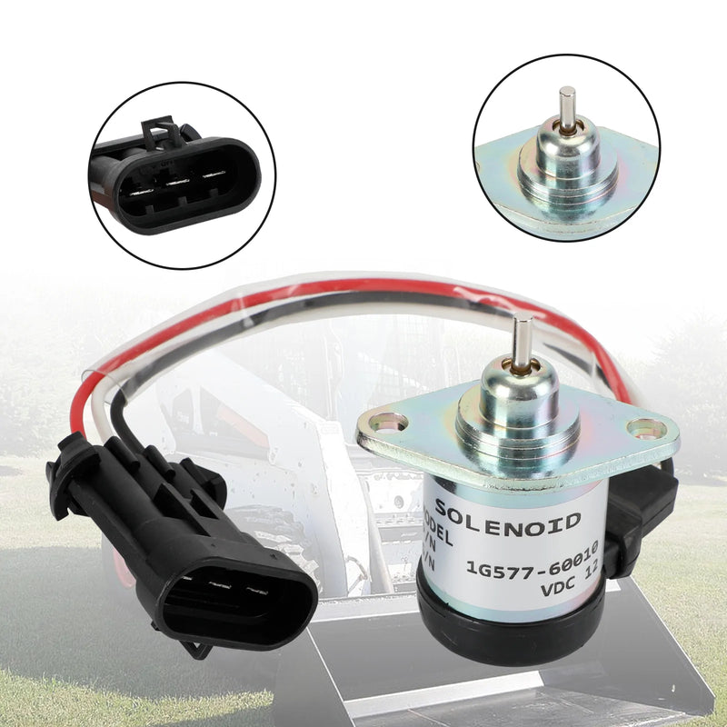 12V 3 terminal drivstoffavstengningsmagnet for Kubota 1G577-60010 1G577-60011