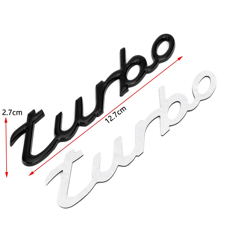 3D-autotarrapinnoite metalli Turbo Logo Tunnusmerkki Musta