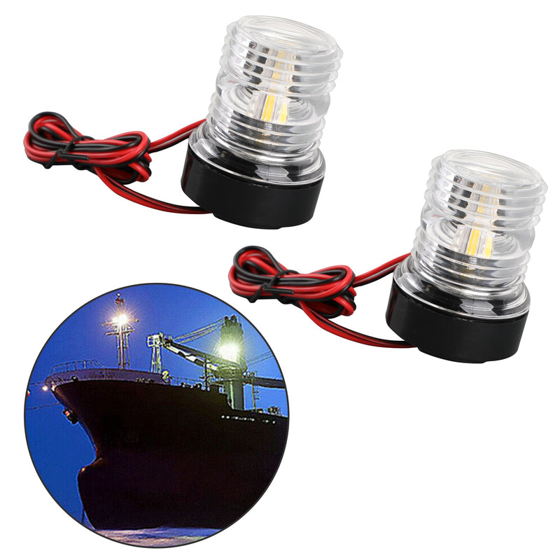 2 12V LED Luz de señal de navegación ancla barco lámpara redonda para barco marino yate