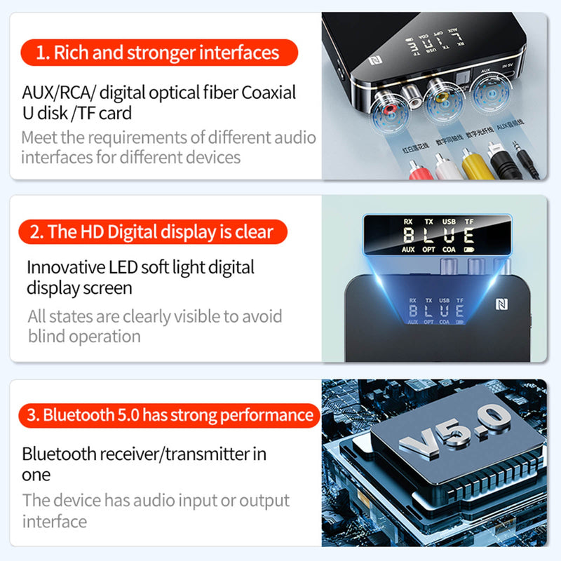 USB Bluetooth 2 in 1 -lähetinvastaanotin Langaton NFC-2RCA-stereosovitin