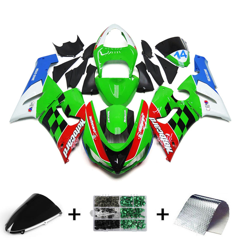 Amotopart Verkleidungsset für Kawasaki ZX6R 636 2005–2006, Karosserie, Kunststoff, ABS