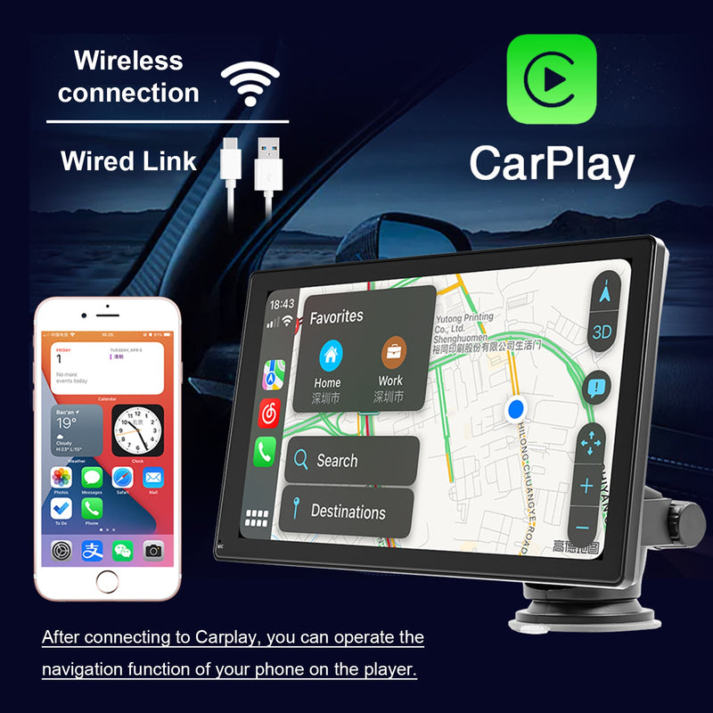 9 tums bil MP5-spelare Apple Carplay/Android Auto Bil Bluetooth Radio 4 LED-kamera