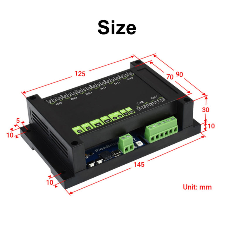 Zestaw obudowy modułu rozszerzeń przekaźnika 8-kanałowego HAT do płytki RPI Raspberry Pi Pico W WH