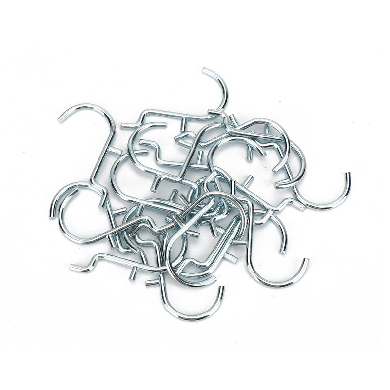 Paquete de 20 ganchos para colgar en el garaje con clavija metálica Jumbo 'J' de 1 pulgada, tablero perforado de 1/8 a 1/4 de pulgada