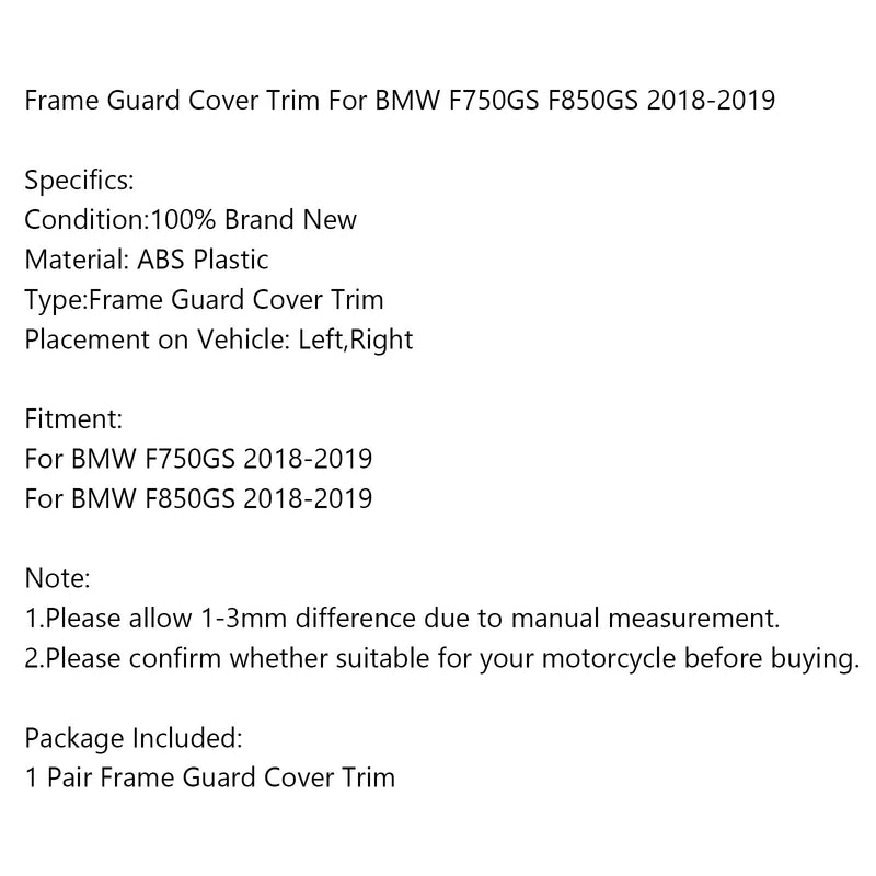 Moottoripyörän rungon sivusuojuksen suojapeite for BMW F750GS F850GS 2018-2019 Generic