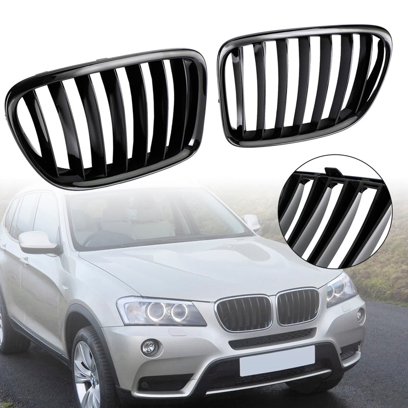 BMW X1 E84 2009-2014 SUV fronthuv njurgaller i blank svart