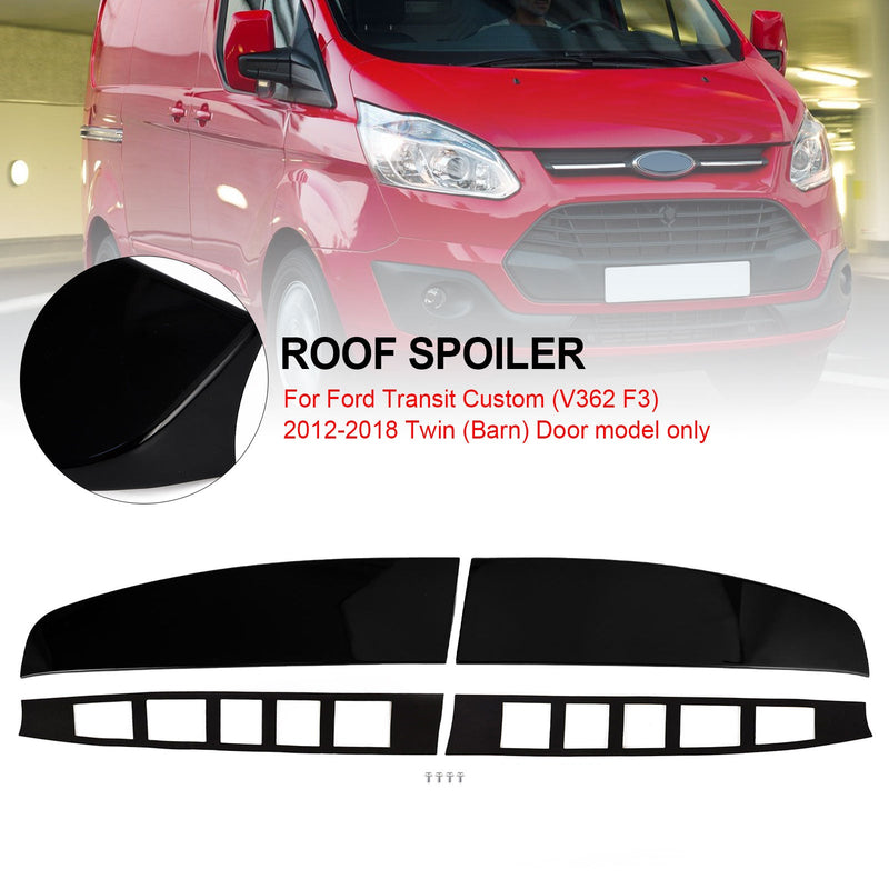 Ford Transit Custom 2012-2023 Glanssvart Bakre Dubbel Ladugårdsdörr Takspoiler