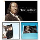 Bandera con cita divertida de Benjamin Franklin Tax This Dick, pancarta universitaria de 3x5 pies