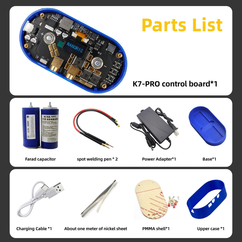 DIY Smart Control dubbelpulssvetspunktssvetspenna för Farad kondensator 18650