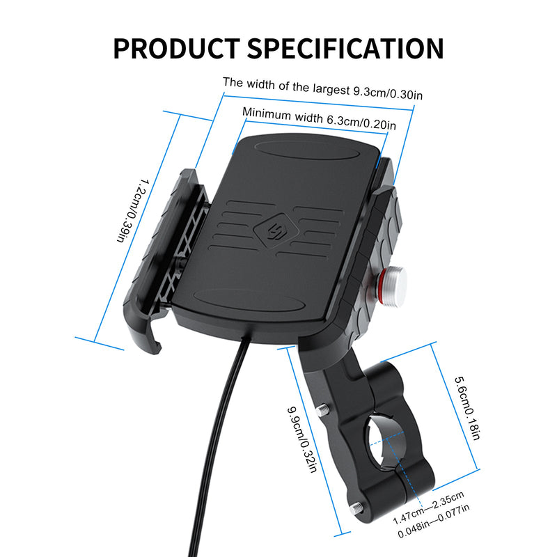 15W kabellose Ladehalterung Qc3.0 Telefonladung Universal für Moto Scooter BlackB Generic