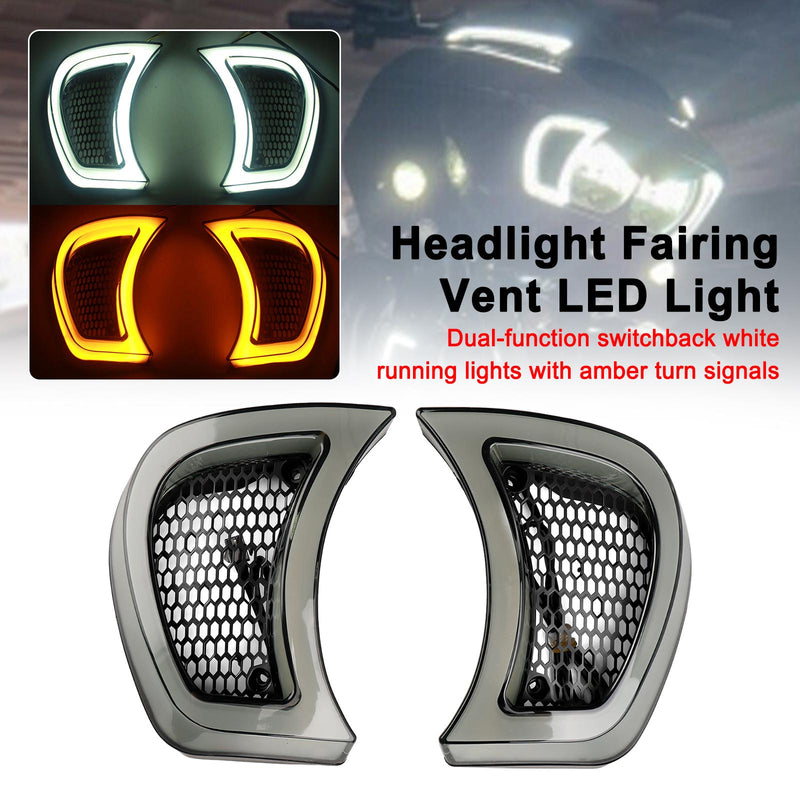 Headlight Fairing Vent LED Light for Road Glide Special FLTRXS 2015-23 Plug Play