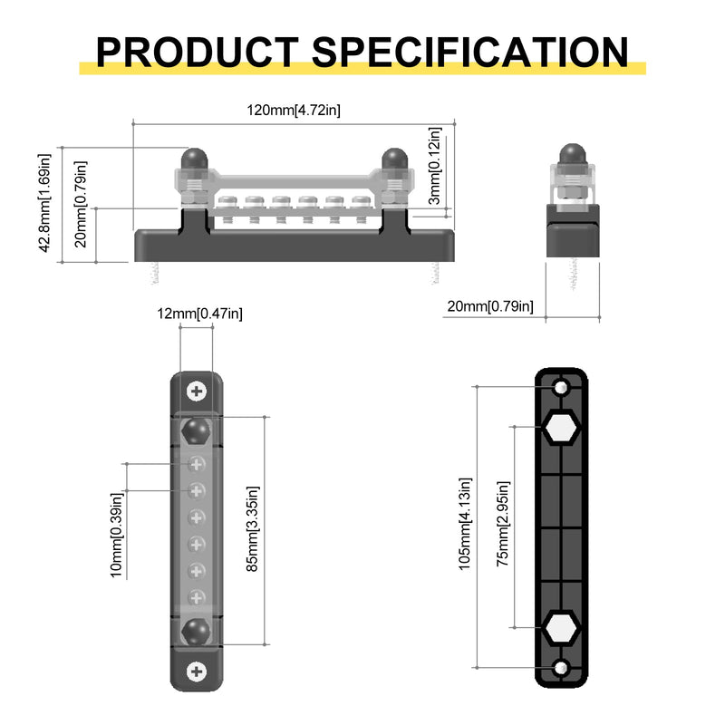 2/4/6/12-Wege-Auto-Sammelschienenblock-Staubschutz-Verteilerterminal für Auto-Marine