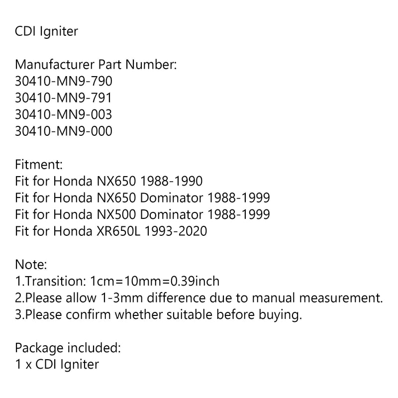 CDI Igniter sopii Honda NX650 NX500 Dominator XR650L NX650 30410-MN9-790