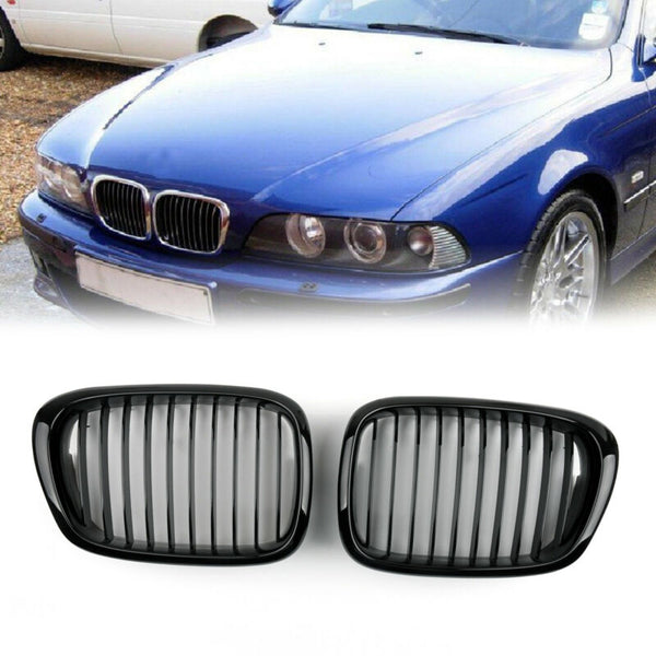 Rejilla delantera para parrilla ABS, malla negra brillante para BMW Serie 5 genérica 2001-2004 