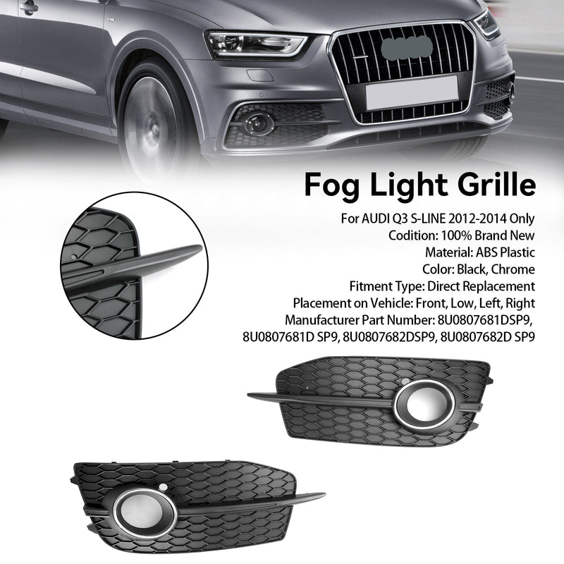 Audi Q3 S-Line 2012-2014 2 STK støtfanger tåkelys Grill Grill 8U0807681DSP9