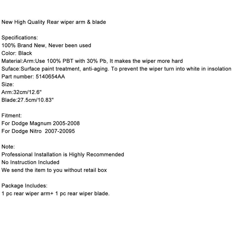 Heckscheibenwischer Arm & Blade für Dodge Magnum 2005 2006 2007 2008 Dodge Nitro