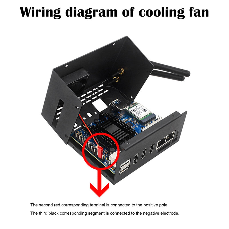 Orange pi 5 Plus kylfodral i metall med fläkt och extern WiFi-antenn