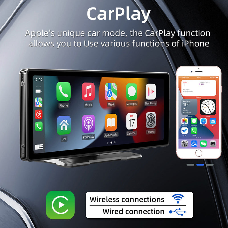 10,26 tum trådlös Carplay Bluetooth Stereo Radio FM Bil MP5-spelare + 4 LED-kamera