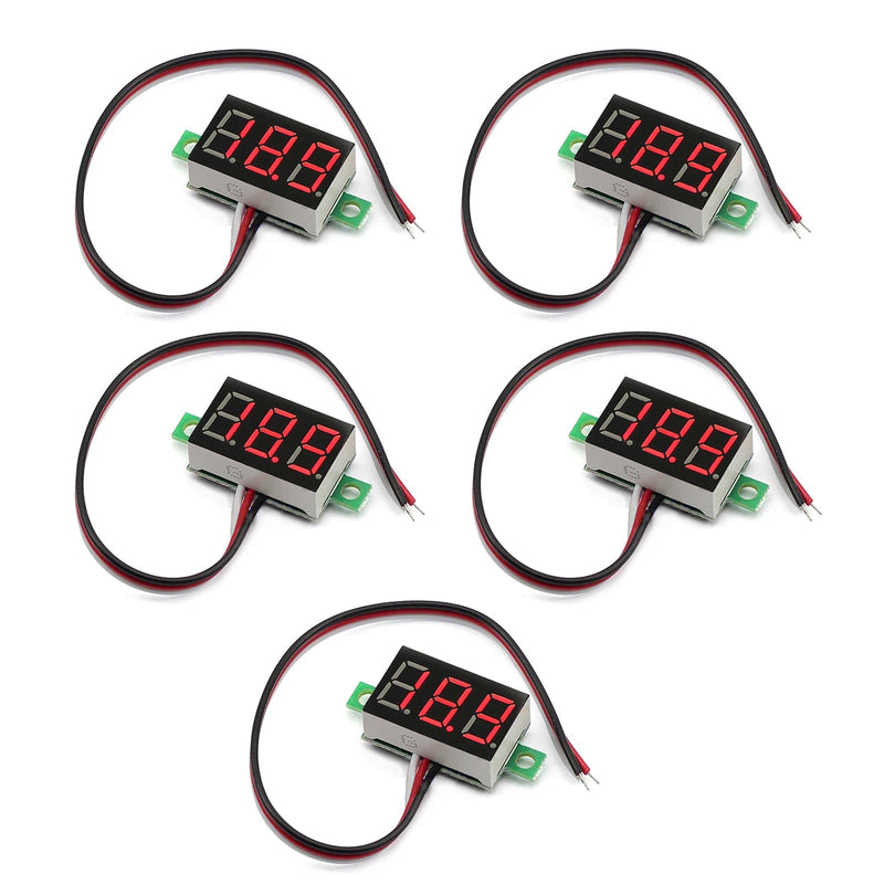 5x Mini DC 0-30V Rote LED 3-Digitalanzeige Spannung Voltmeter Panel Kalibrierbar