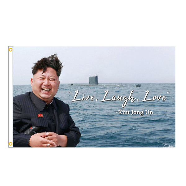 Kim Jong Un Live Laugh Amor Estandarte Bandeira 3x5FT Jardim Bandeira