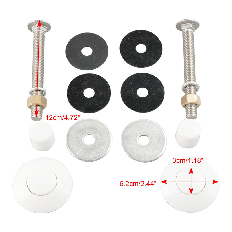 Hvitt stupebrettmonteringssett 67-209-909-SS 5-1/2" Bolt, 1-1/4&2" Front/W