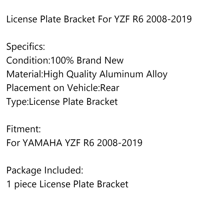 Kennzeichenhalter hinten für YAMAHA YZF R6 2008-2019 Generic