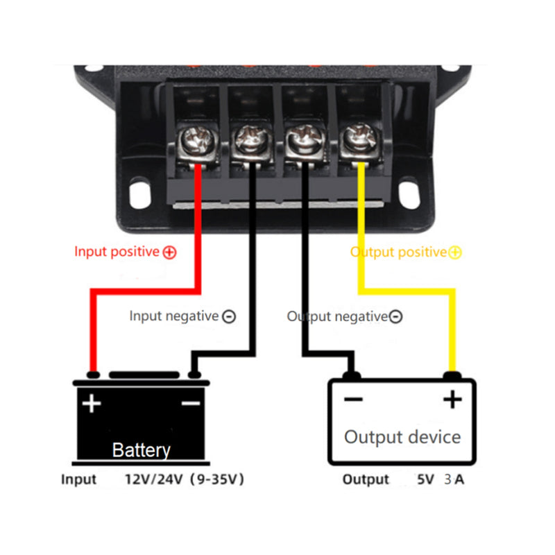 DC-DC 12V/24V til 5V 3A 15W nedtrappingsregulatormodul spenningsomformermåler