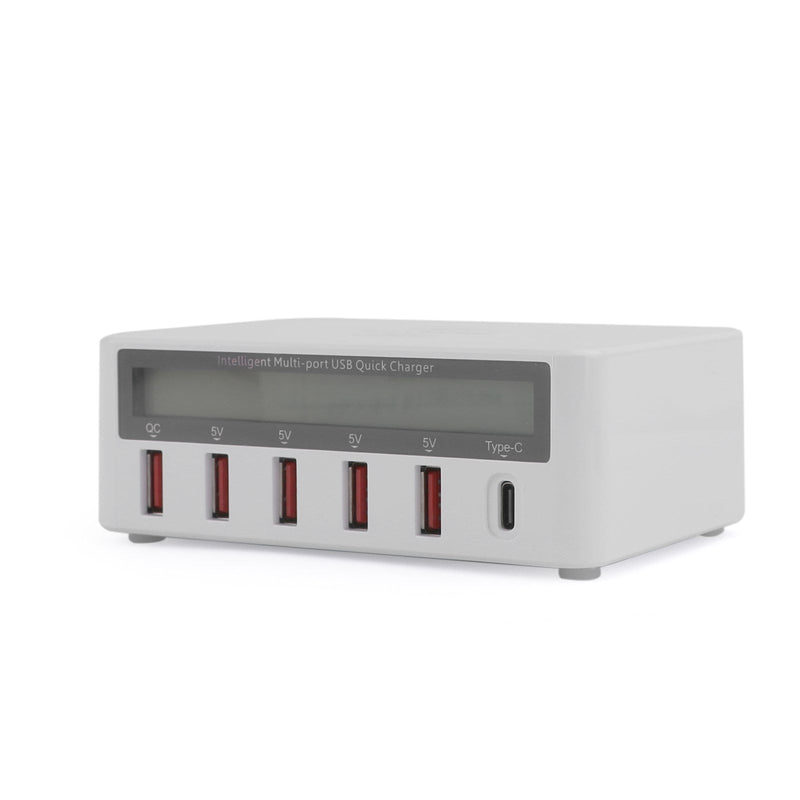 Multiport Quick USB Charger Station mit drahtloser Ladepad LCD Display EU