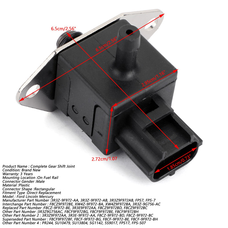 Sensor für Kraftstoffeinspritzdruckregler für 98–07 Ford Lincoln Mercury FPS7 SU10479 PR244 Generic