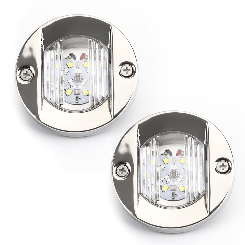 2 peças LED barco marinho iate espelho cromado âncora luz de popa redonda 2835-SMD 12V